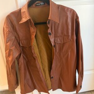 SHEIN Brown Leather Jacket